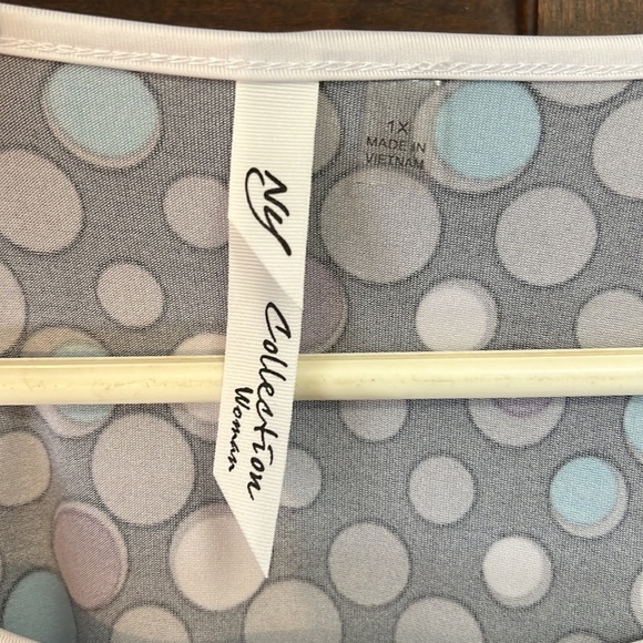 NY Collection Women Polka Dot Blouse Size 1X - Picture 3 of 6